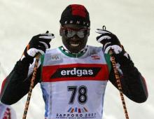 Philip Boit of Kenya pauses after the men's sprint classical competition of the Nordic World Championships at the Sapporo dome in Japan, February 22, 2007. PHOTO BY REUTERS/Michael Dalder