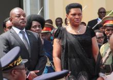Burundi's President Pierre Nkurunziza and First Lady Denise Nkurunziza stand during the ceremony in tribute of the former late President Colonel Jean-Baptiste Bagaza at the national congress palace in Bujumbura, Burundi May 16, 2016. PHOTO BY REUTERS/Evrard Ngendakumana
