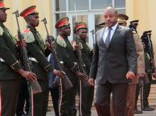 Burundi's President Pierre Nkurunziza walks during a ceremony in tribute to the former late President Colonel Jean-Baptiste Bagaza at the national congress palace in Bujumbura, Burundi, May 16, 2016. PHOTO BY REUTERS/Evrard Ngendakumana