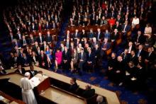 Pope Francis addresses a joint meeting of the Congress. PHOTO BY REUTERS/Tony Gentile