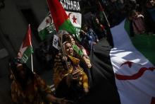 Protesters take part in a demonstration in support of Western Sahara's independence, in Madrid, in a file photo. REUTERS/Juan Medina