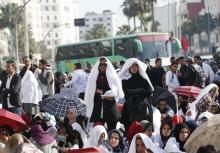 Protesters in the city of Casablanca, Morocco, February 25, 2016. PHOTO BY REUTERS/Youssef Boudlal