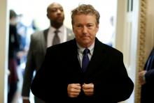 Senator Rand Paul (R-KY) walks from Senate Republican weekly policy luncheon on Capitol Hill in Washington, U.S., March 6, 2018. PHOTO BY REUTERS/Joshua Roberts