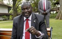 South Sudan's rebel leader Riek Machar speaks during an interview with Reuters in Kenya's capital Nairobi, July 8, 2015. PHOTO BY REUTERS/Thomas Mukoya