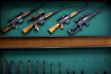 Rifles are displayed in the exhibition hall of the "Zastava Arms" weapons factory in the Serbian town of Kragujevac in this May 8, 2013 file picture. PHOTO BY REUTERS/Marko Djurica