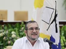 FARC rebel leader Rodrigo Londono, better known by the nom de guerre Timochenko speaks to the media during a news conference in Havana, September 23, 2015. PHOTO BY REUTERS/Stringer