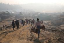 Rohingya refugees walk at Jamtoli camp in the morning in Cox's Bazar, Bangladesh, January 22, 2018. PHOTO BY REUTERS/Mohammad Ponir Hossain