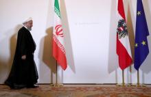 Iran's President Hassan Rouhani arrives at the Austrian Chancellery in Vienna, Austria, July 4, 2018. PHOTO BY REUTERS/Lisi Niesner
