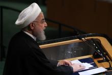 Iran's President Hassan Rouhani addresses the 73rd session of the United Nations General Assembly at U.N. headquarters in New York, U.S., September 25, 2018. PHOTO BY REUTERS/Shannon Stapleton