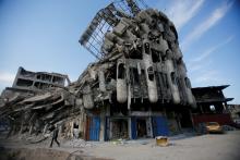 Destroyed building from previous clashes are seen in Mosul, Iraq, January 28, 2018. PHOTO BY REUTERS/Khalid Al-Mousily