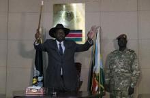 South Sudan's President Salva Kiir addresses delegates during the swearing-in ceremony of First Vice President Taban Deng Gai at the Presidential Palace in the capital of Juba, South Sudan, July 26, 2016. PHOTO BY REUTERS/Adriane Ohanesian