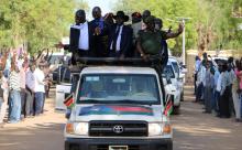 South Sudan President Salva Kiir is cheered by the crowd as he drives through a street in the capital Juba, South Sudan, October 12, 2016. PHOTO BY REUTERS/Jok Solomon