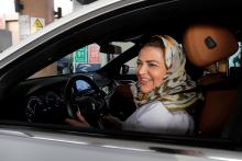 Dr Samira al-Ghamdi, a practicing psychologist, drives her car out in her neighborhood while going to work, in Jeddah, Saudi Arabia, June 24, 2018. PHOTO BY REUTERS/Zohra Bensemra