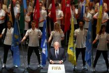 FIFA President Sepp Blatter makes a speech during the opening ceremony of the 65th FIFA Congress in Zurich, Switzerland, May 28, 2015. PHOTO BY REUTERS/Arnd Wiegmann