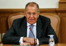Russian Foreign Minister Sergei Lavrov attends a meeting with his counterpart from Mozambique Jose Pacheco in Moscow, Russia, May 28, 2018. PHOTO BY REUTERS/Sergei Karpukhin