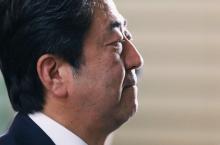 Japan's Prime Minister Shinzo Abe walks after speaking on reports of the launch of a North Korean missile to reporters , at his official residence in Tokyo, Japan, May 29, 2017. PHOTO BY REUTERS/Toru Hanai