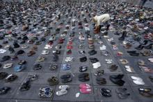 Pairs of shoes are symbolically placed on the Place de la Republique, after the cancellation of a planned climate march following shootings in the French capital, ahead of the World Climate Change Conference 2015 (COP21), in Paris, France, November 29, 2015. PHOTO BY REUTERS/Eric Gaillard