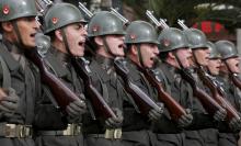 Turkish soldiers march during a Republic Day ceremony in Istanbul, Turkey, October 29, 2015. Turkey marks the 92nd anniversary of the Turkish Republic. PHOTO BY REUTERS/Murad Sezer