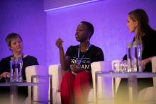 Sophie Otiende speaks at Thomson Reuters Foundation's annual two-day Trust Conference in London, November 14, 2018. PHOTO BY THOMSON REUTERS FOUNDATION