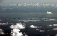 An aerial photo of Spratly Islands in the South China Sea, west of Palawan, Philippines, May 11, 2015. PHOTO BY REUTERS/Ritchie B. Tongo