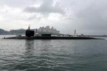 The Ohio-class guided-missile submarine USS Michigan arrives for a regularly scheduled port visit while conducting routine patrols throughout the Western Pacific in Busan, South Korea, April 24, 2017. PHOTO BY REUTERS/Jermaine Ralliford/Courtesy U.S. Navy