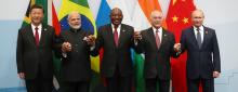 China's President Xi Jinping, Indian Prime Minister Narendra Modi, South Africa's President Cyril Ramaphosa, Brazil's President Michel Temer and Russia's President Vladimir Putin pose for a group picture at the BRICS summit meeting in Johannesburg, South Africa, July 26, 2018. PHOTO BY REUTERS/Mike Hutchings