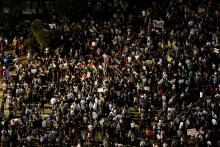 Israeli Arabs and their supporters take part in a rally to protest against Jewish nation-state law in Rabin square in Tel Aviv, Israel, August 11, 2018. PHOTO BY REUTERS/Ammar Awad