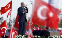 Turkey's President Tayyip Erdogan makes his speech during a rally against recent Kurdish militant attacks on Turkish security forces in Istanbul, Turkey, September 20, 2015. PHOTO BY REUTERS/Murad Sezer