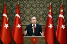 Turkish President Tayyip Erdogan makes a speech during his meeting with mukhtars at the Presidential Palace in Ankara, Turkey, October 26, 2016. PHOTO BY REUTERS/Yasin Bulbul/Presidential Palace