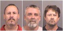 L - R; Curtis Allen 49, Gavin Wright, 49 and Patrick Eugene Stein, 47, arrested and charged in connection with plotting to bomb an apartment complex in western Kansas, are shown in these booking photos in Wichita, Kansas, U.S., provided, October 15, 2016. PHOTO BY REUTERS/Courtesy of Sedgwick County Sheriff's Office