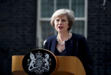 Britain's Prime Minister, Theresa May, speaks to the media outside number 10 Downing Street, in central London, Britain, July 13, 2016. PHOTO BY REUTERS/Peter Nicholls