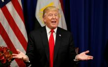 U.S. President Donald Trump speaks during his meeting meets with Egyptian President Abdel Fattah al-Sisi during the U.N. General Assembly in New York, U.S., September 20, 2017. PHOTO BY REUTERS/Kevin Lamarque