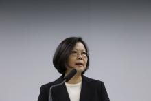 Taiwan president Tsai Ing-wen speaks during a news conference in Taipei, Taiwan, March 15, 2016. PHOTO BY REUTERS/Tyrone Siu