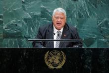  Prime Minister of Samoa Tuilaepa Sailele Malielegaoi addresses the 74th session of the United Nations General Assembly at U.N. headquarters in New York City, New York, U.S., September 27, 2019. PHOTO BY REUTERS/Eduardo Munoz