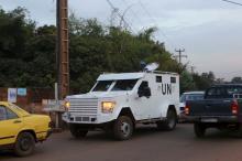 A UN armored vehicle patrols in Bamako, Mali, November 23, 2015. PHOTO BY REUTERS/Joe Penney