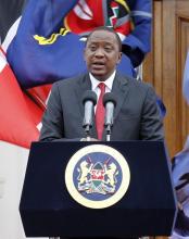 Kenyan President Uhuru Kenyatta addresses a news conference at the State House in Nairobi, December 2, 2014. PHOTO BY REUTERS/Thomas Mukoya