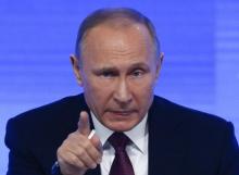 Russian President Vladimir Putin speaks during his annual end-of-year news conference in Moscow, Russia, December 23, 2016. PHOTO BY REUTERS/Sergei Karpukhin