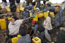 Women collect water from a stream outside the village of Tsemera in Ethiopia's northern Amhara region, February 13, 2016. PHOTO BY REUTERS/Katy Migiro