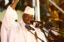 Gambia's President Yahya Jammeh, who is also a presidential candidate for the Alliance for Patriotic Re-orientation and Construction (APRC), smiles during a rally in Banjul, Gambia, November 29, 2016. PHOTO BY REUTERS/Thierry Gouegnon