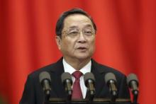 Yu Zhengsheng, chairman of the National Committee of the Chinese People's Political Consultative Conference (CPPCC), gives a speech during the opening session of CPPCC at the Great Hall of the People in Beijing, March 3, 2015. PHOTO BY REUTERS/China Daily