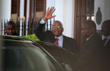 President Jacob Zuma leaves Tuynhuys, the office of the Presidency at parliament after the announcement that his State of the Nation address had been postponed in Cape Town, South Africa, February 6, 2018. PHOTO BY REUTERS/Sumaya Hisham