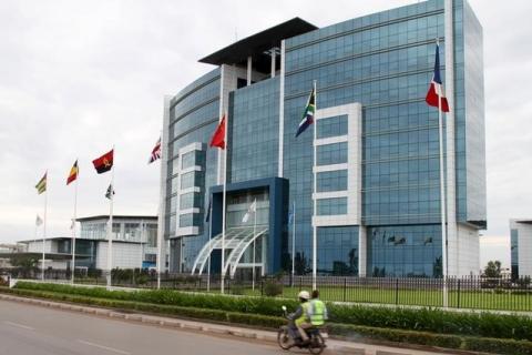 A motorcyclist rides past the Ecobank headquarters in Lome, Togo, June 6, 2015. PHOTO BY REUTERS/Noel Kokou Tadegnon