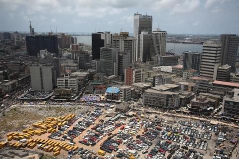 An aerial view shows the central business district in Nigeria's commercial capital of Lagos. PHOTO BY REUTERS/Akintunde Akinleye