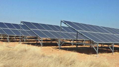 A vew of solar panels as part of a community solar mini-grid in Mashaba, Zimbabwe. PHOTO BY REUTERS/Tonderayi Mukeredzi