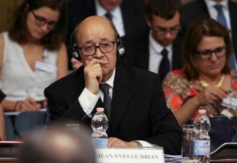French Foreign Minister Jean-Yves Le Drian attends a conference of Italian ambassadors in Rome, Italy July 24, 2017. PHOTO BY REUTERS/Tony Gentile