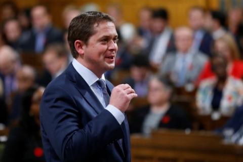 Conservative leader Andrew Scheer speaks during Question Period in the House of Commons on Parliament Hill in Ottawa, Ontario, Canada, October 31, 2017. PHOTO BY REUTERS/Chris Wattie