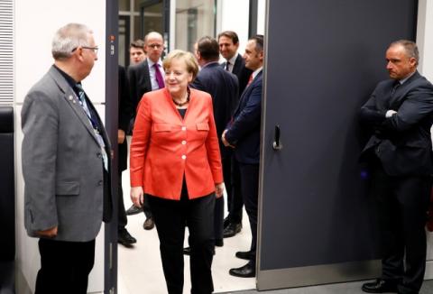 German Chancellor Angela Merkel attends a CDU/CSU parliamentary group meeting at the Bundestag in Berlin, Germany, November 20, 2017. PHOTO BY REUTERS/Axel Schmidt