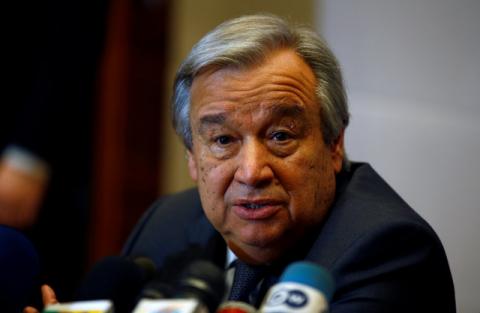 U.N. Secretary-General Antonio Guterres addresses a news conference on the sides of the 28th Ordinary Session of the Assembly of the Heads of State and the Government of the African Union in Ethiopia's capital Addis Ababa, January 30, 2017. PHOTO BY REUTERS/Tiksa Negeri