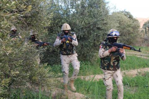 Egyptian Army officers are seen in the troubled northern part of the Sinai peninsula during a launch of a major assault against militants, in Al Arish, Egypt, in this undated handout picture made available by the Ministry of Defence March 4, 2018. PHOTO BY REUTERS/Ministry of Defence