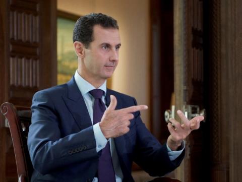 Syria's President Bashar al-Assad speaks during an interview with Denmark's TV 2, in this handout picture provided by SANA on October 6, 2016. PHOTO BY REUTERS